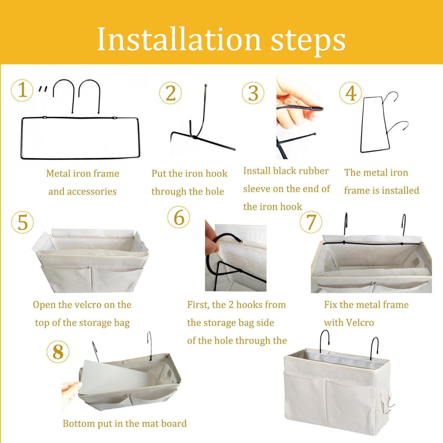 Bedside Caddy, Bedside Hanging Storage Organizer for College Dorm Bed, Bunk and Hospital Beds, Can