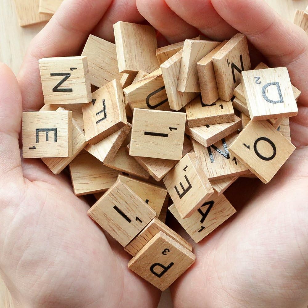 500 Wood Letter Tiles,Scrabble Letters for Crafts - DIY Wood Gift Decoration - Making Alphabet
