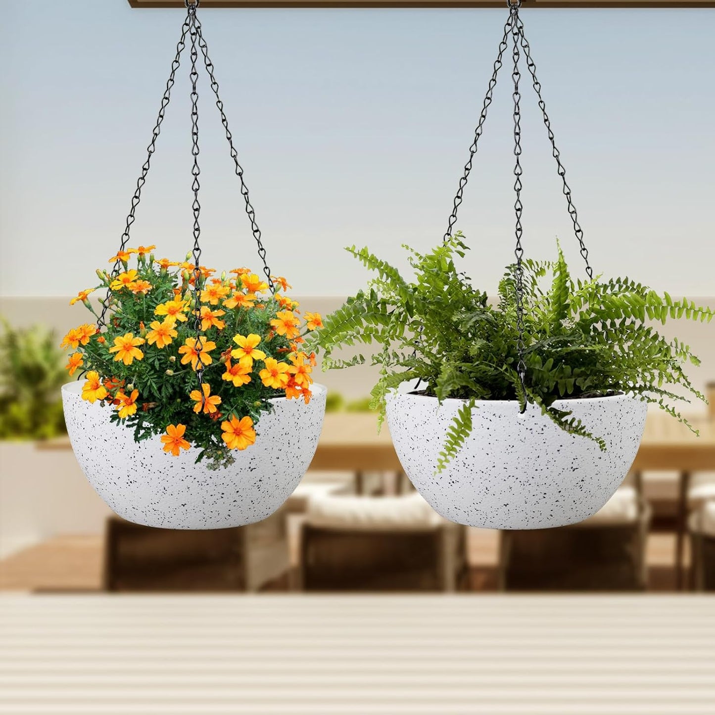 10 inch Hanging Planters for Indoor Outdoor Plants, 2 Pack Hanging Flower Pots with Drainage Holes