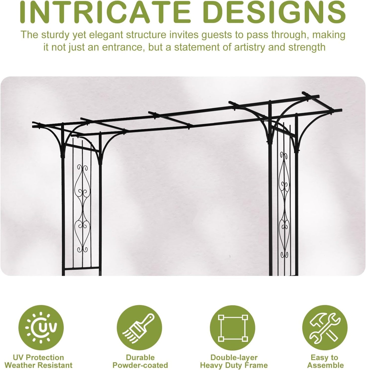 Outvita 7Ft Garden Arch Arbor, Steel Frame Stand Trellis, Arbour Archway for Wedding Ceremony
