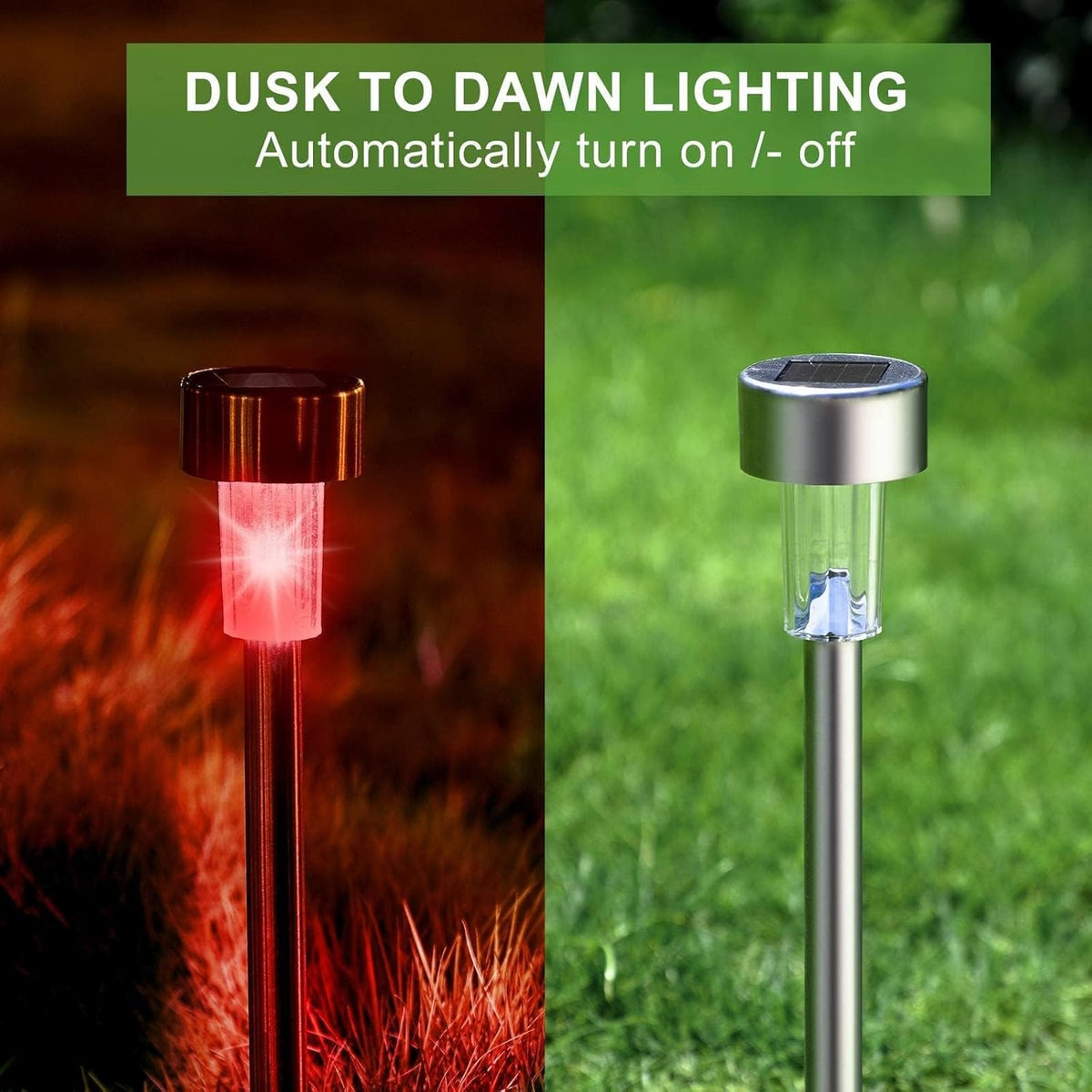 Solar Lights Outdoor Waterproof, Stainless Steel LED Landscape Lighting, Solar Garden Lights Solar