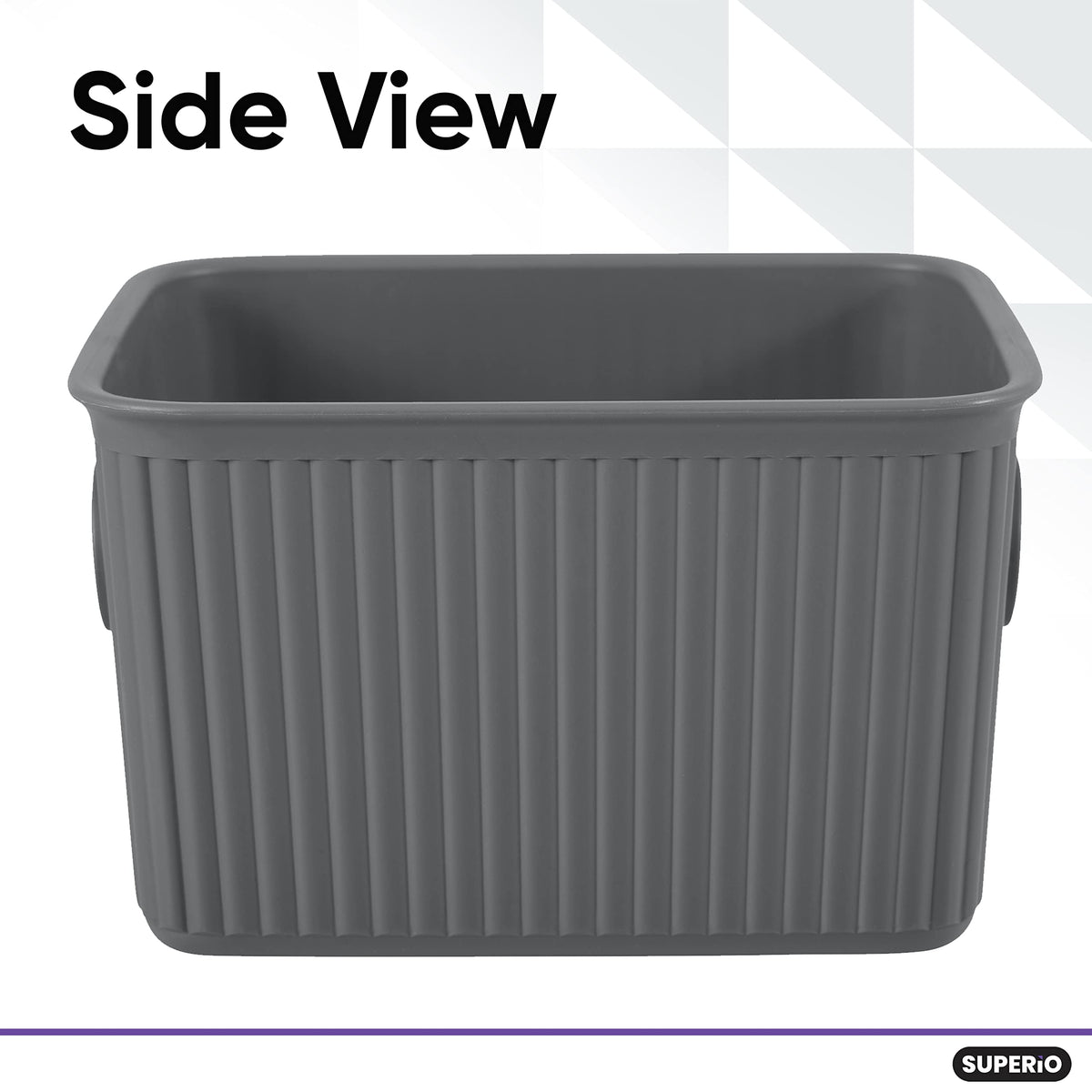 Superio Decorative Plastic Basket Open Home Storage Bins Organizer Baskets, Small, Grey (8 Pack)
