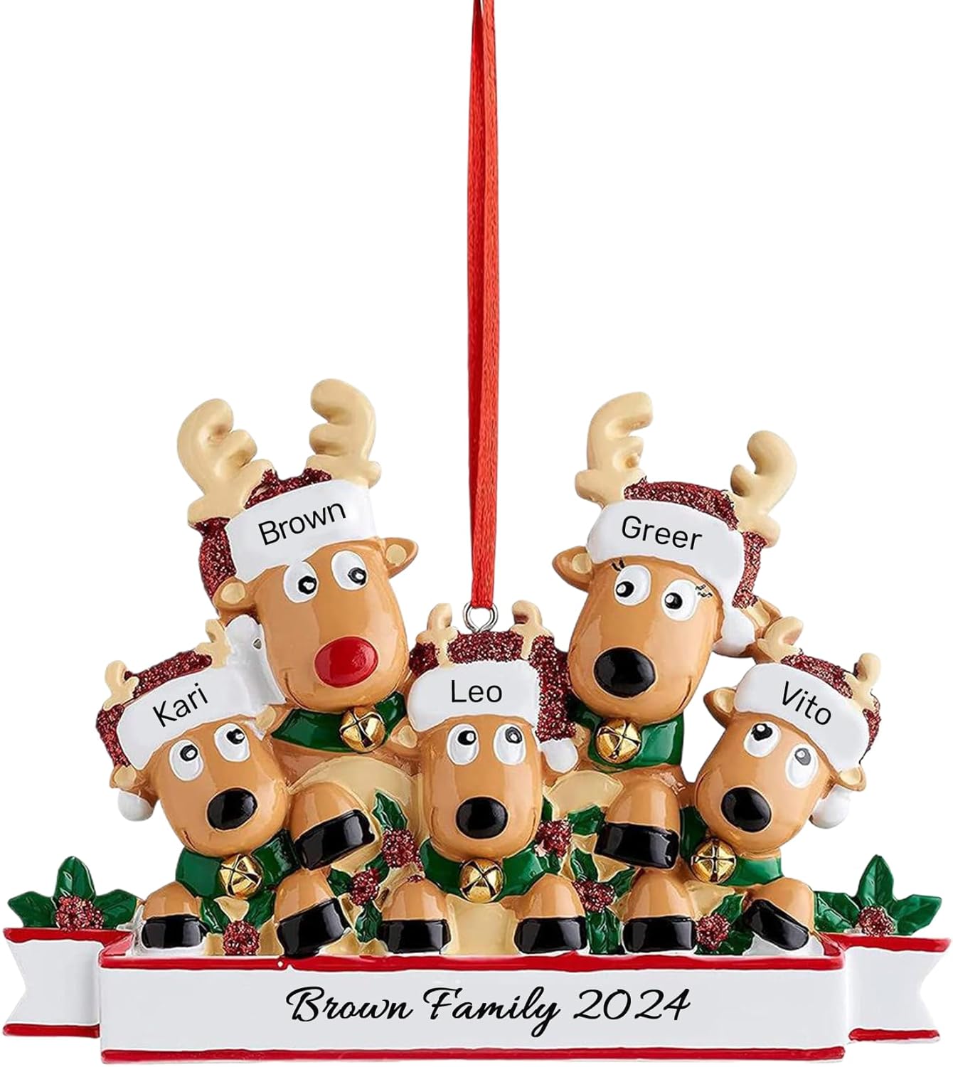 Personalized Christmas Ornaments 2025, Custom Reindeer Family Ornaments for Trees with Names