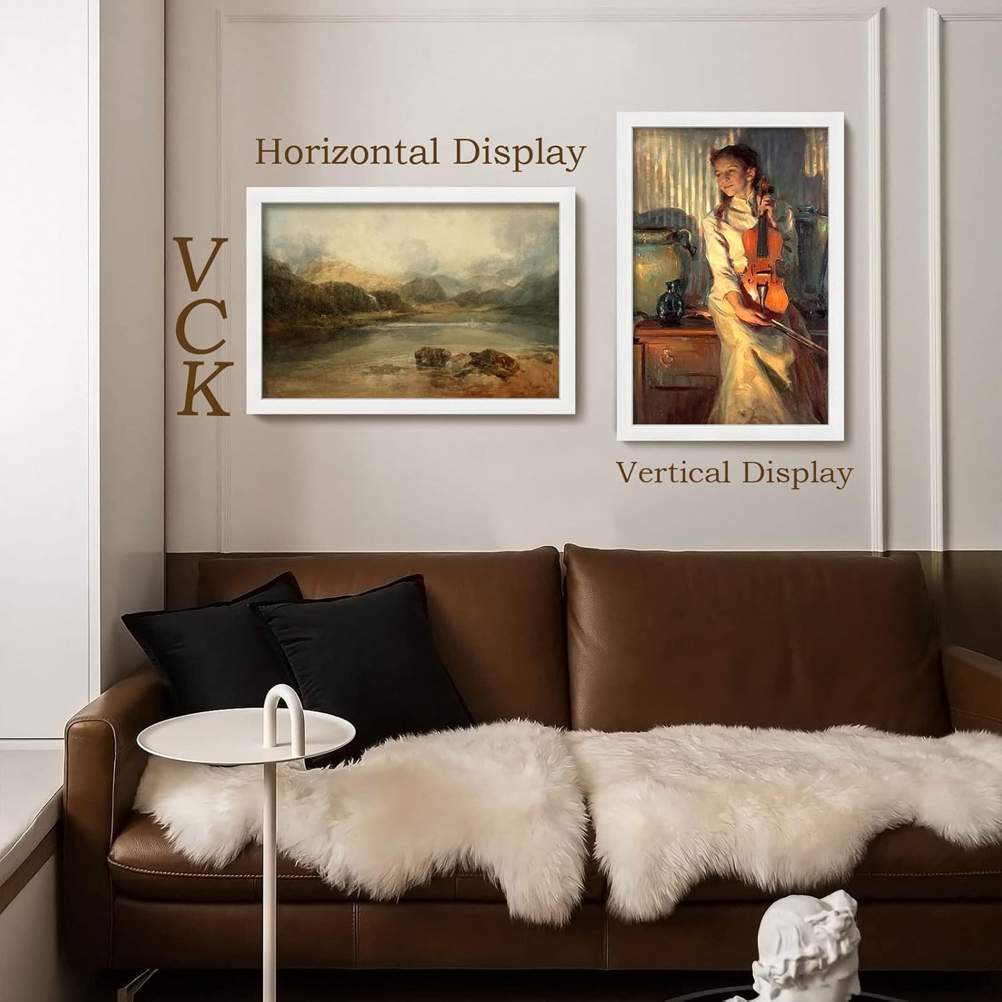 VCK 16x24 Poster Frames Set of 3, White Solid Wood Picture Frame, Textured Exclusive Wall Gallery