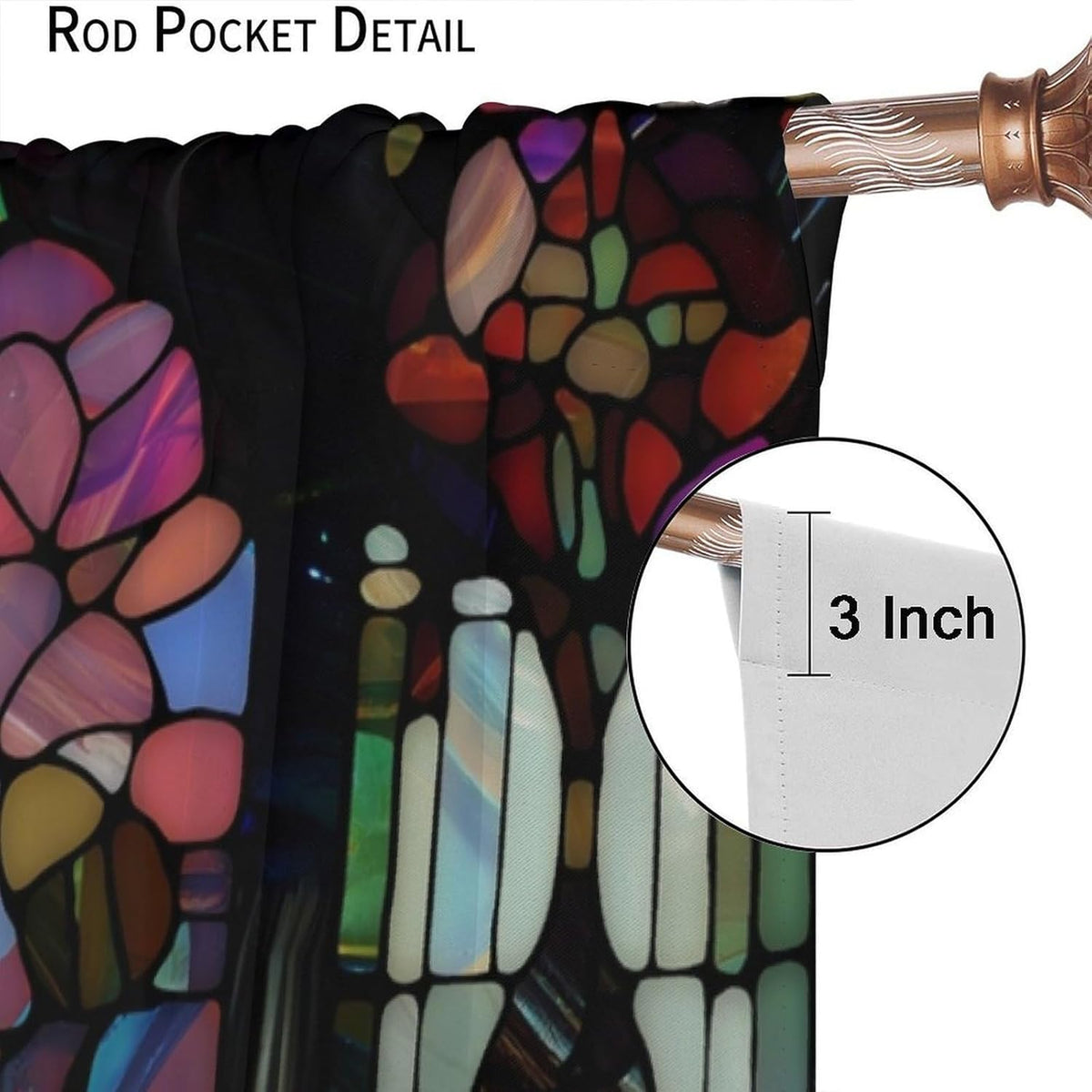 Stained Glass Curtains,Vintage Colorful Abstract Art Home Decor Drapes for Bedroom Living Room