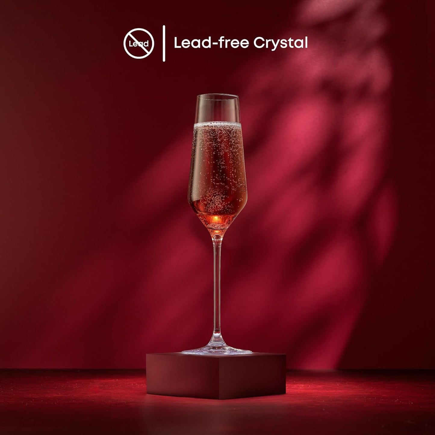 JoyJolt Champagne Glasses Layla Collection, Set of 4 – 6.7 oz Elegant Crystal Stemmed Champagne