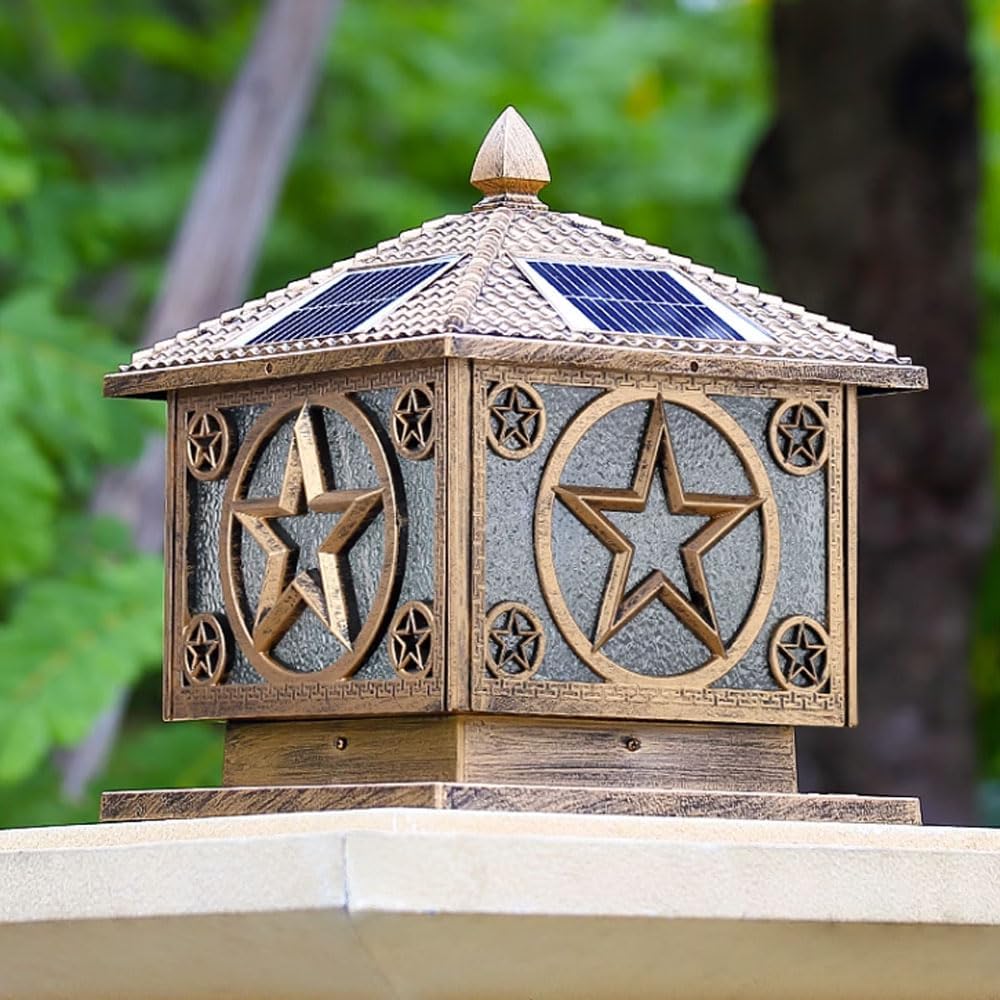 Solar Post Cap Light Modern Outdoor Fence Deck Column Cap Lamp Fence Deck Pillar Lantern Outside