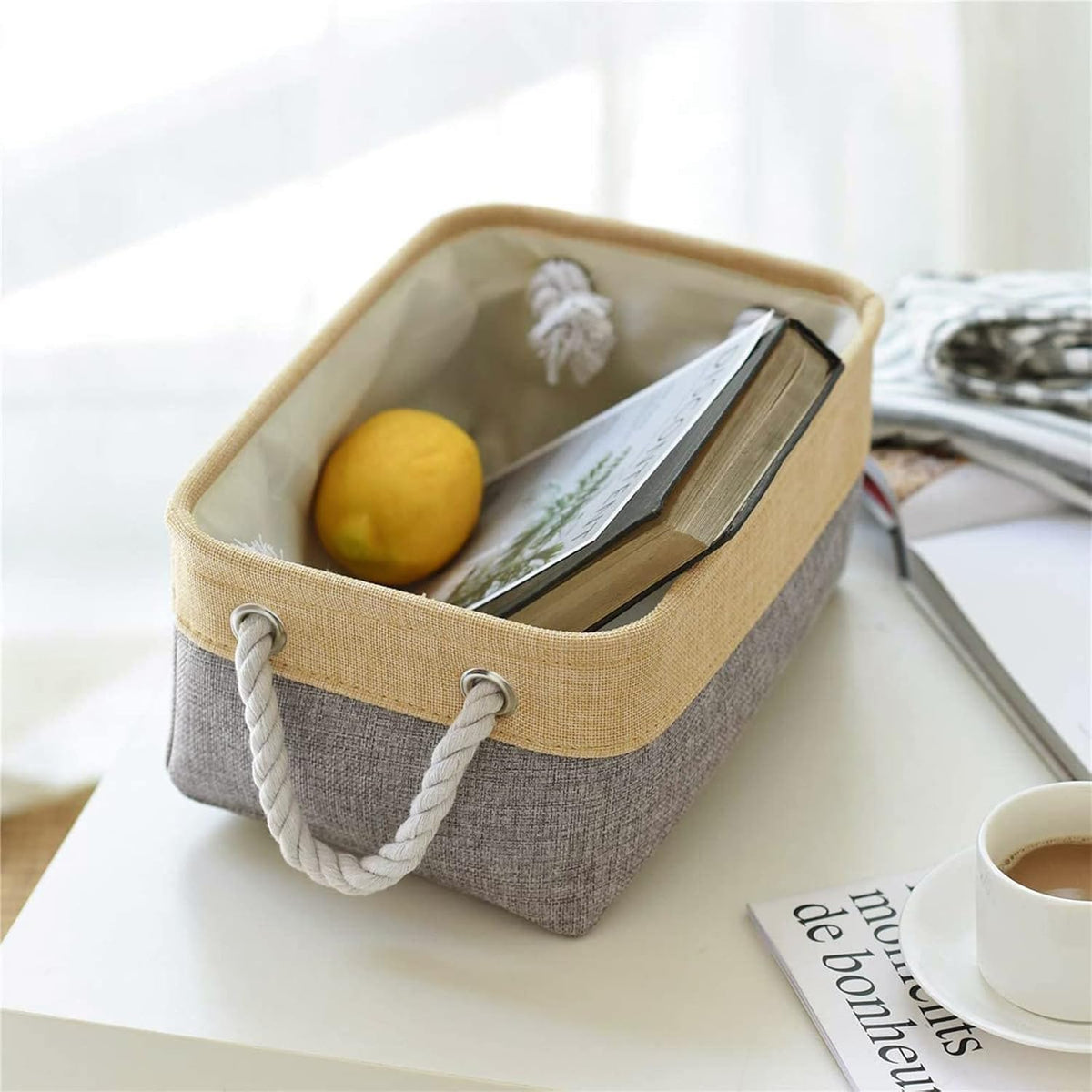 TheWarmHome Small Storage Bins Basket - Small Storage Baskets for Organizing Shelves, Fabric