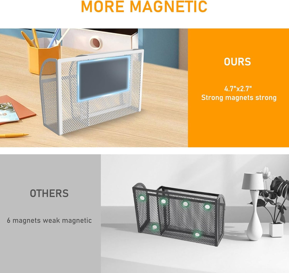 Magnetic Pencil Holder Magnetic Shelf for the Whiteboard 3-Grid Mesh Magnetic Pen Holder for