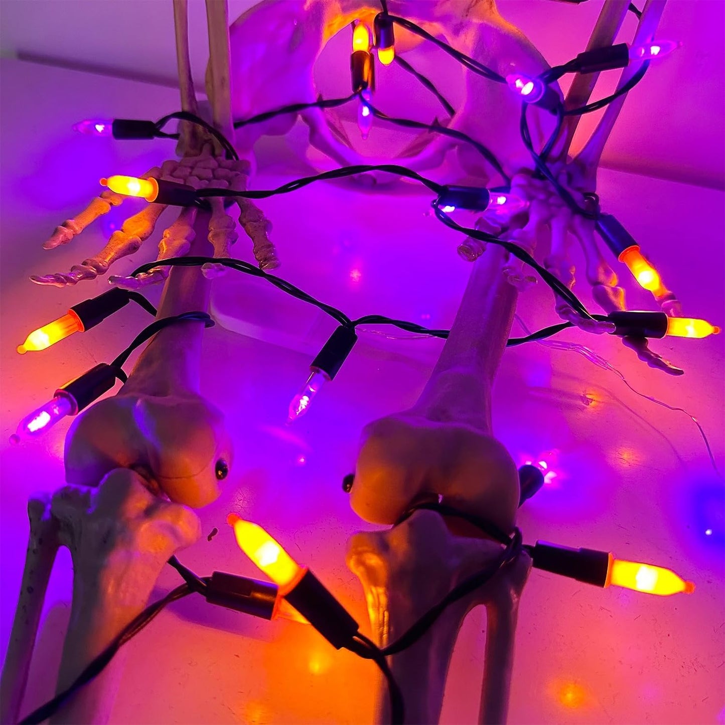WATERGLIDE 2 Pack 50 LED Outdoor Halloween Lights, 16 FT Mini String Light with 8 Modes, Waterproof