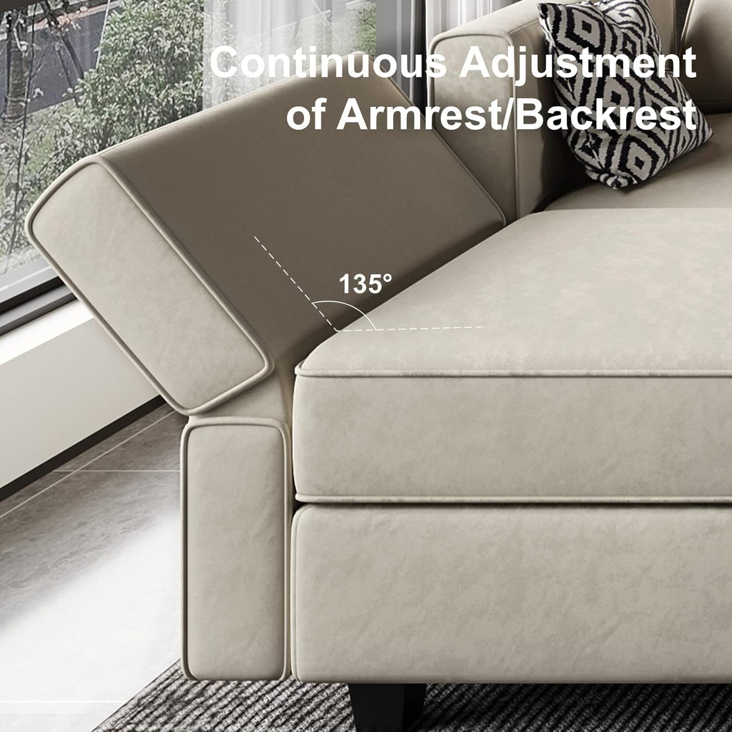 Belffin Modular Sectional Sofa with Reversible Chaises Velvet U Shaped Sectional Couch with Storage
