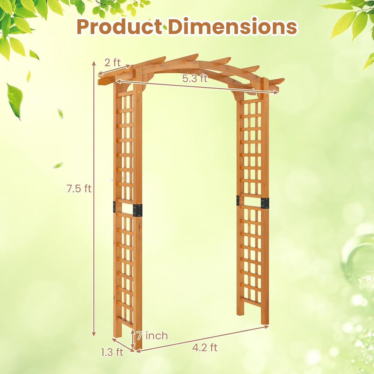 Giantex 7.5FT Wood Garden Arbor Trellis, Wooden Wedding Arch for Ceremony Party, Outdoor Archway