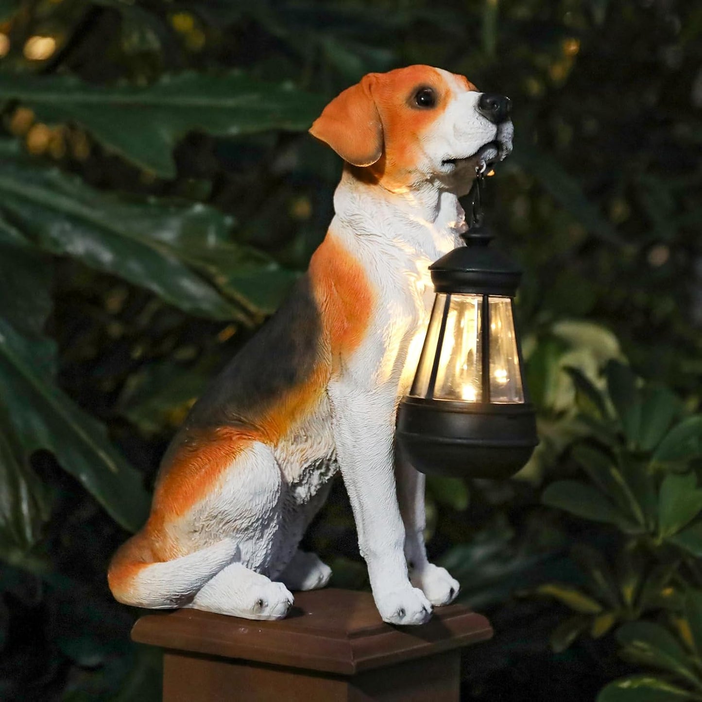 Solar Dog Statue Outdoor Decor - Beagle Dog Statue With Solar Lights for Patio, Lawn & Garden