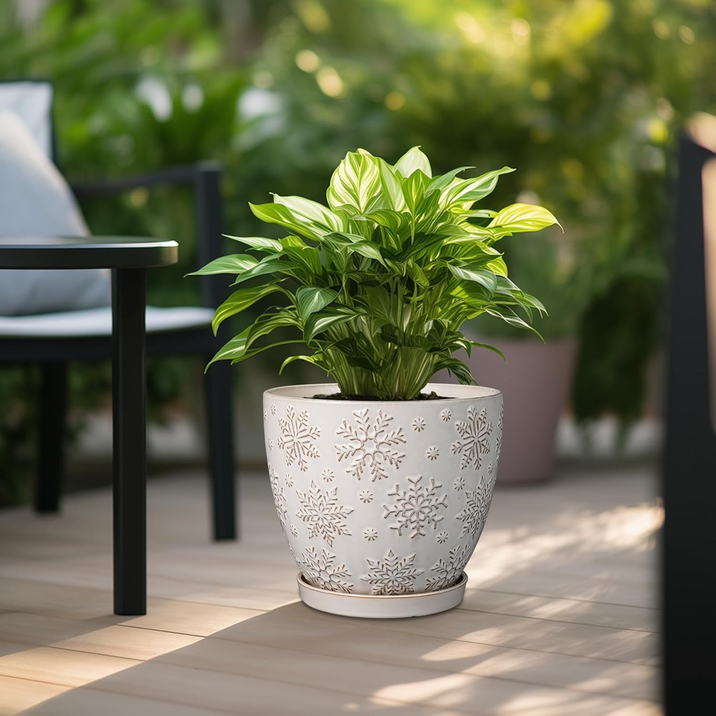 10 Inch Ceramic Planter Pot Large Plant Pot for Indoor Plants Outdoor Round Flower Pot with