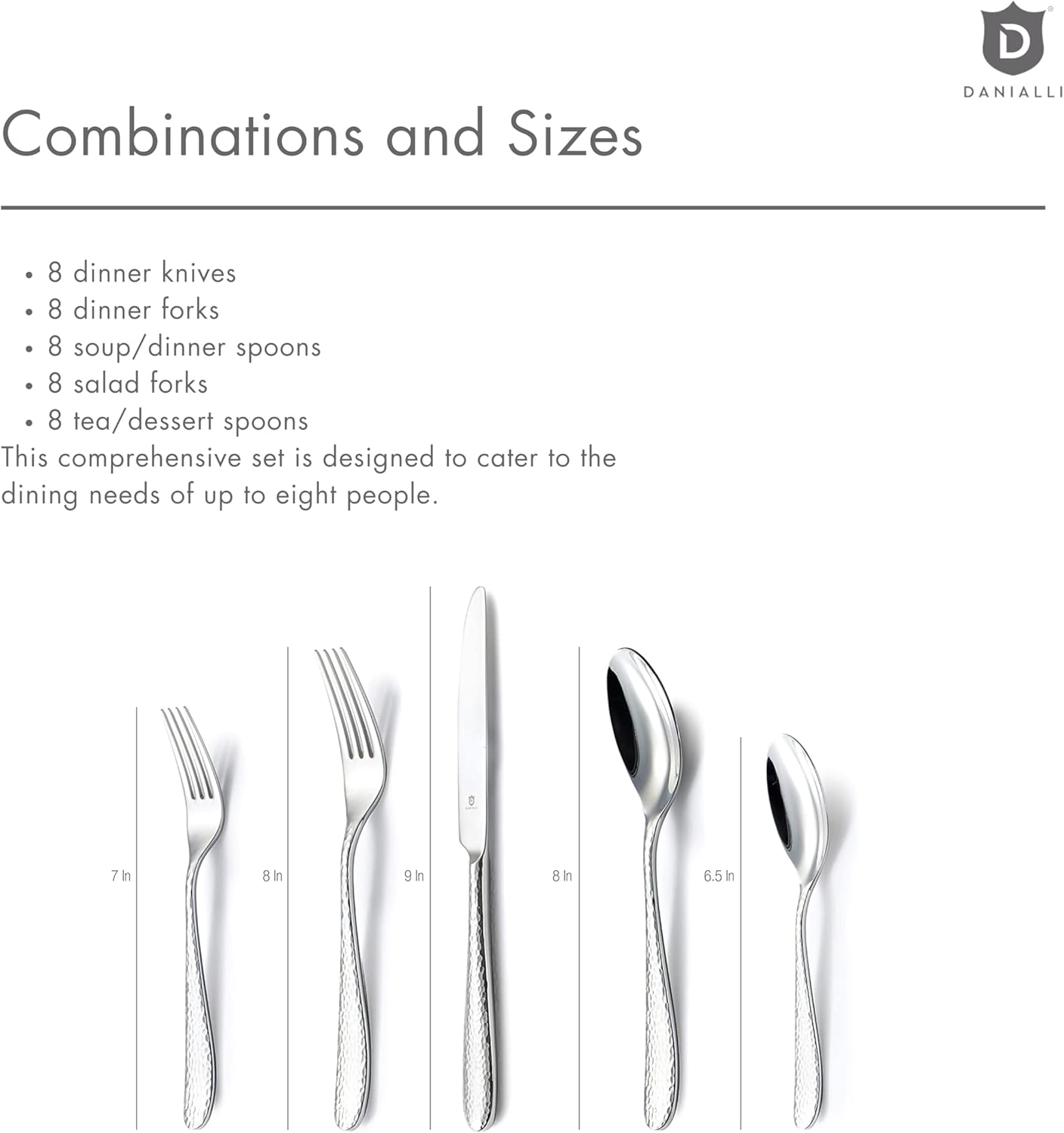 Hammered Silverware Set | Premium 18/10 Stainless Steel Flatware Service for 8 | Heavy-Duty &