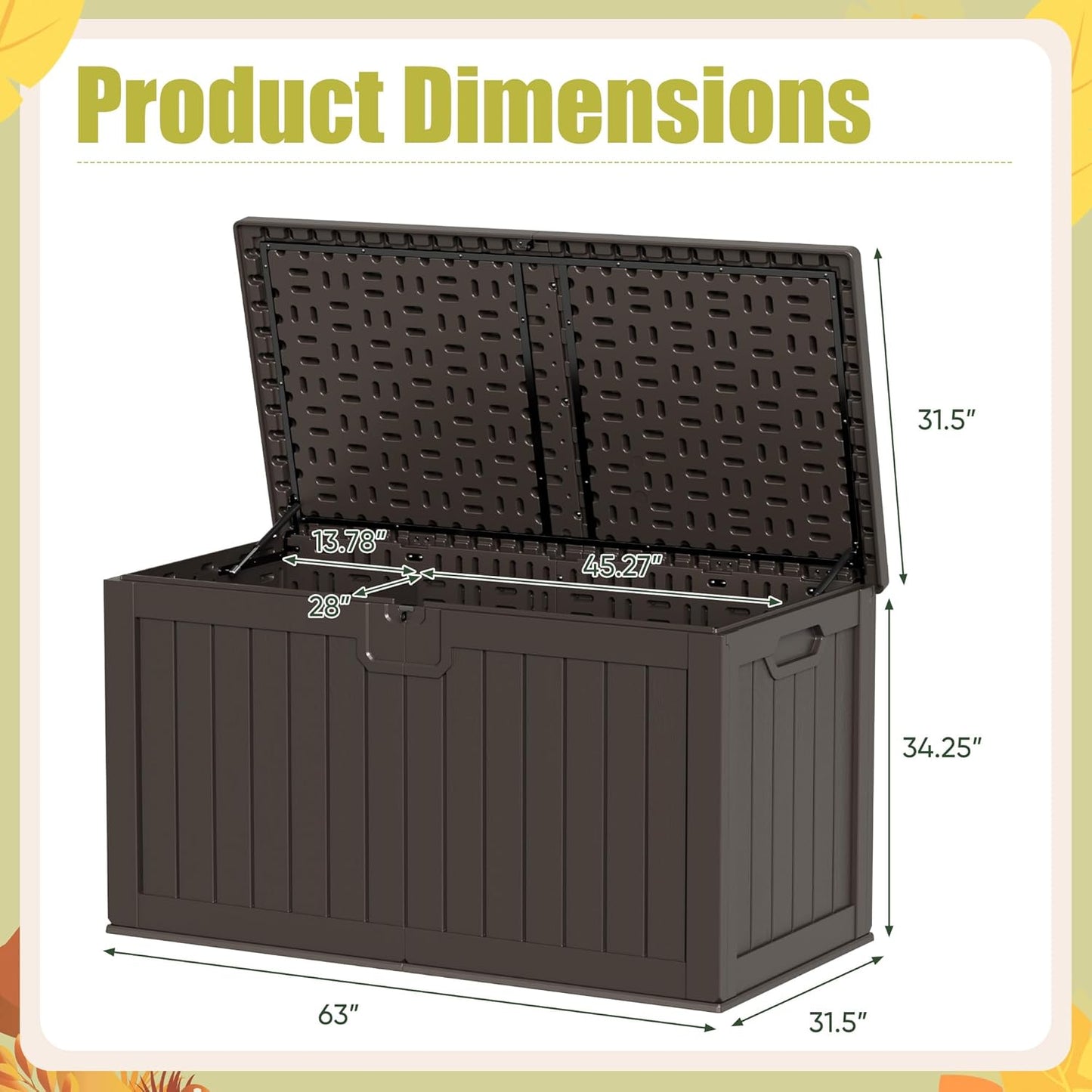 Devoko 240 Gallon Double-Wall Deck Box with Divider, Side Handles, Resin Outdoor Large Storage Box