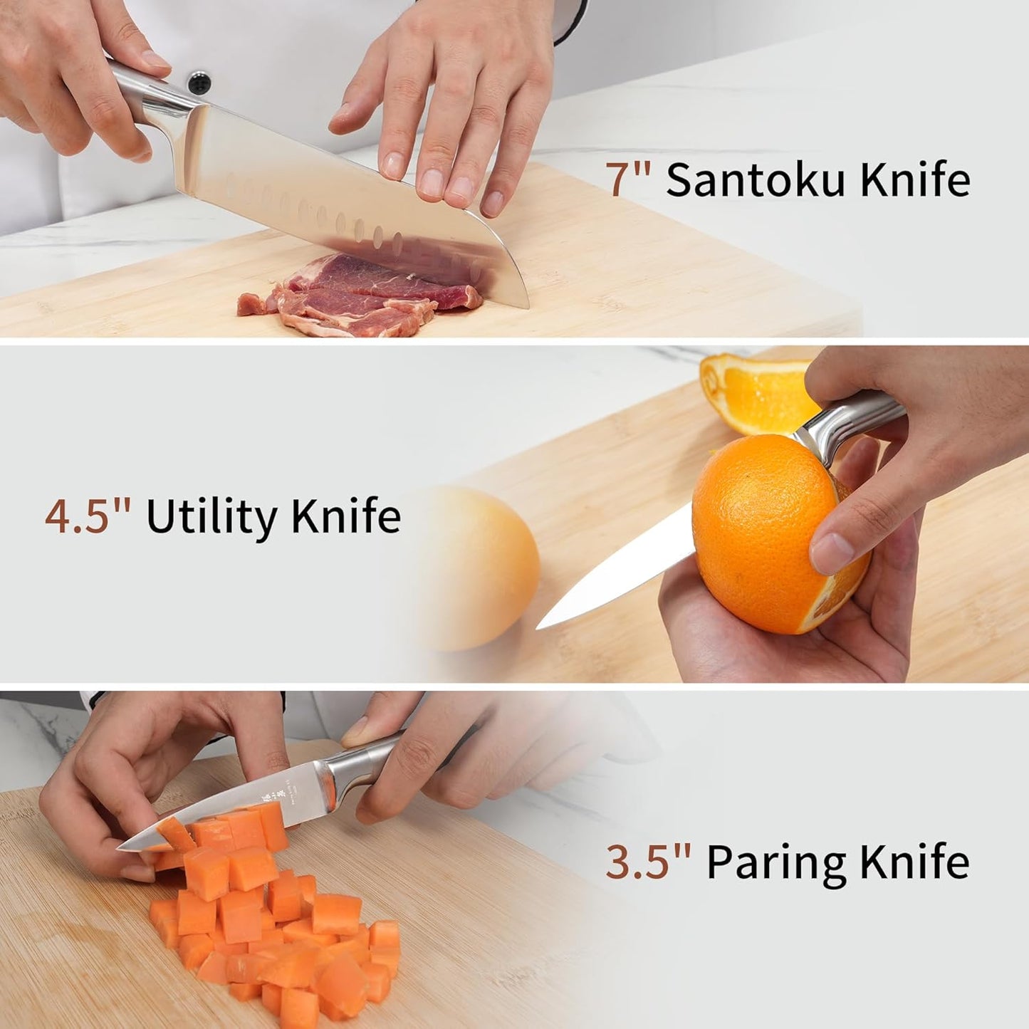 ZHANG XIAO QUAN SINCE 1628 15Pcs Knife Block Set,kitchen knife set with Built-in Sharpener