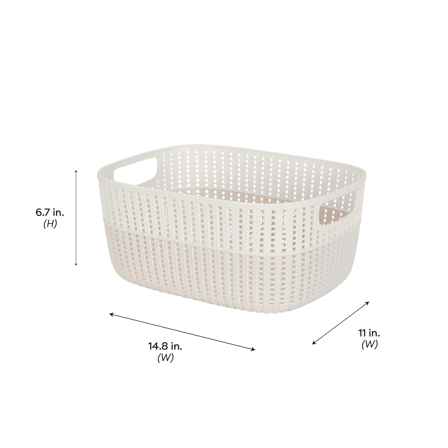 Simplify 2 Tone Sailor Knot Plastic Storage Tote | Decorative Basket | Closet Organization |