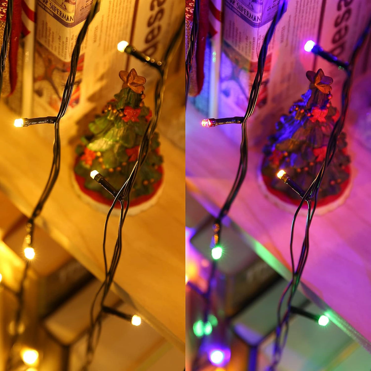 Joomer Color Changing Christmas Lights, 2 Pack Total 144FT 400 LED 12 Modes Solar String Lights