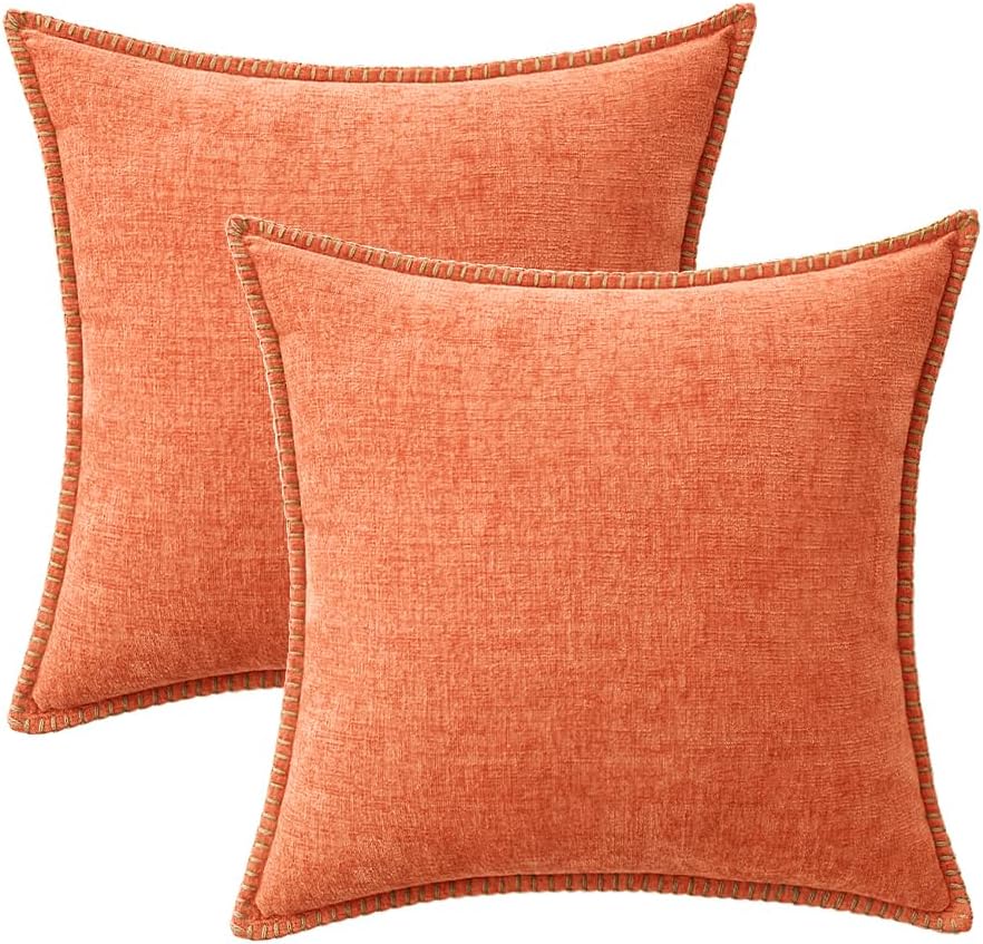 MIULEE Pack of 2 Couch Throw Pillow Covers 20x20 Inch Coral Red Farmhouse Decorative Pillow Covers