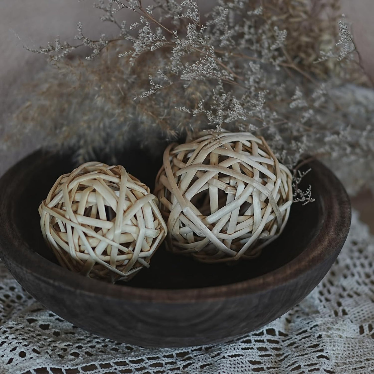 Hand Carved Wooden Decorative Bowl for Home Entryway Decor, Wood Centerpiece Bowl for Coffee Table