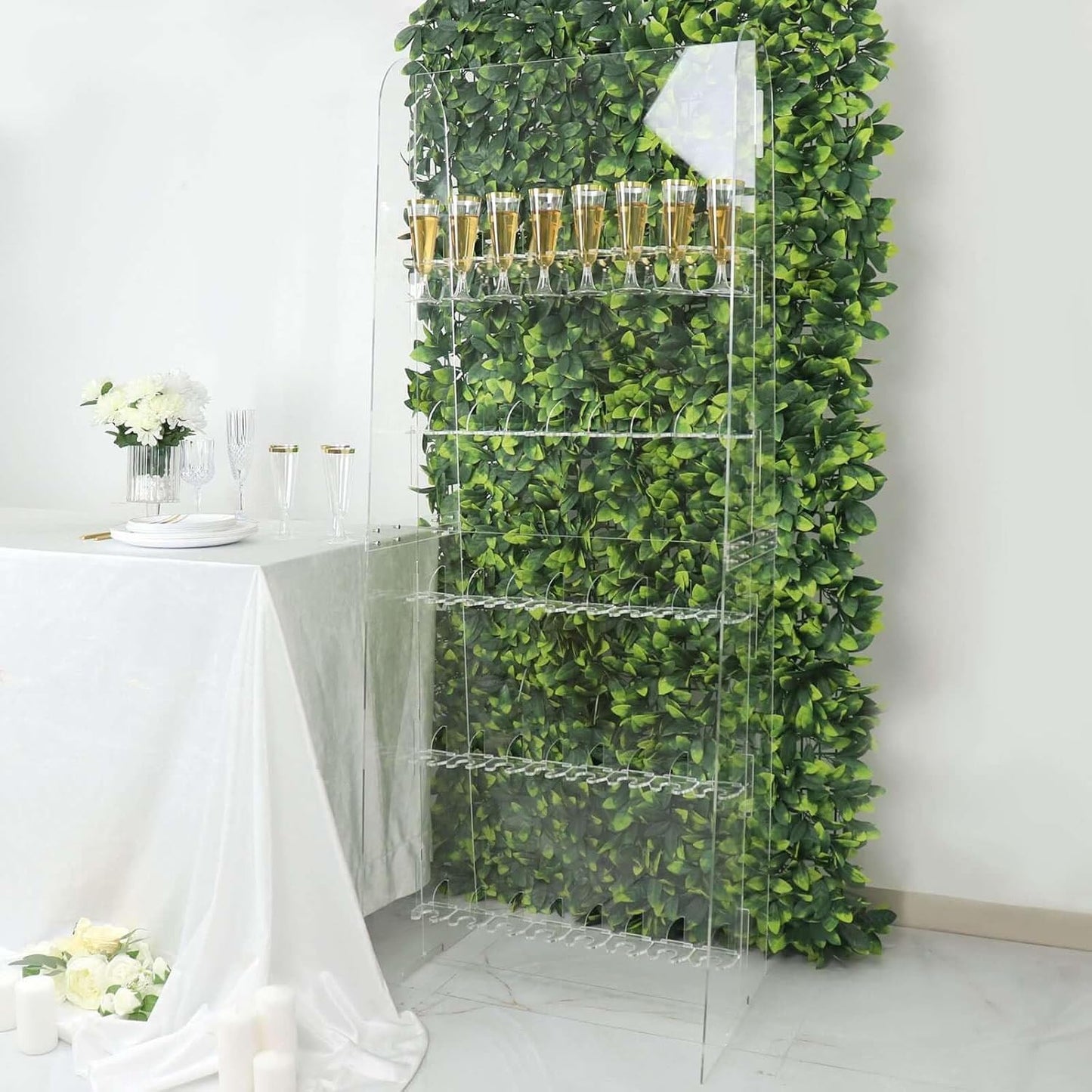 Tableclothsfactory 5ft Clear Acrylic 5-Tier Wine Glass Stemware Rack, Champagne Flute Holder Wall