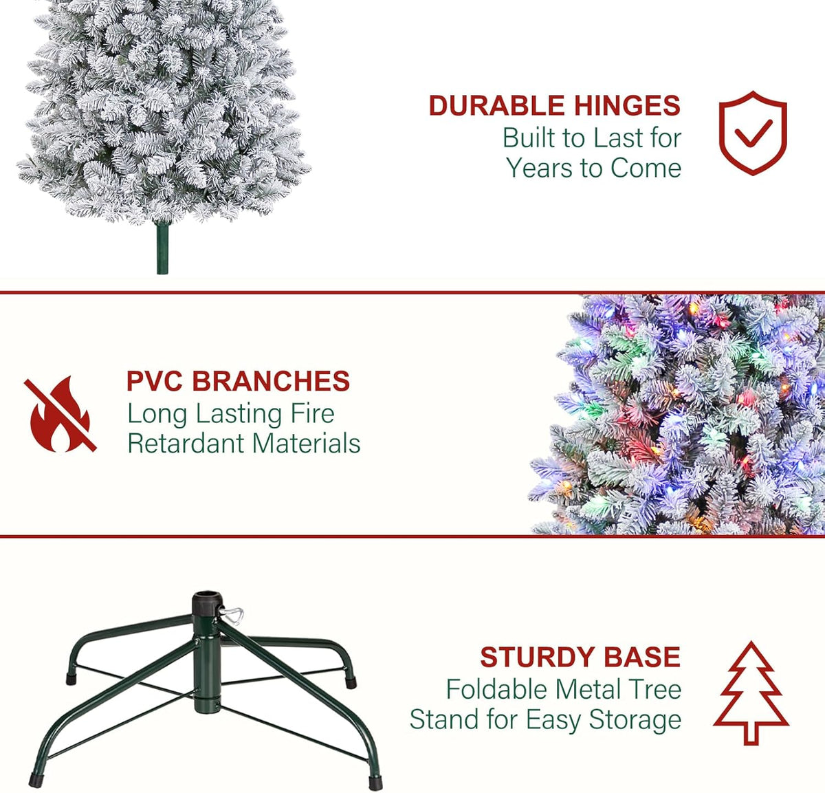 Hykolity 7.5 ft Pencil Prelit Christmas Tree, Artificial Slim Christmas Tree with 300 Multicolor