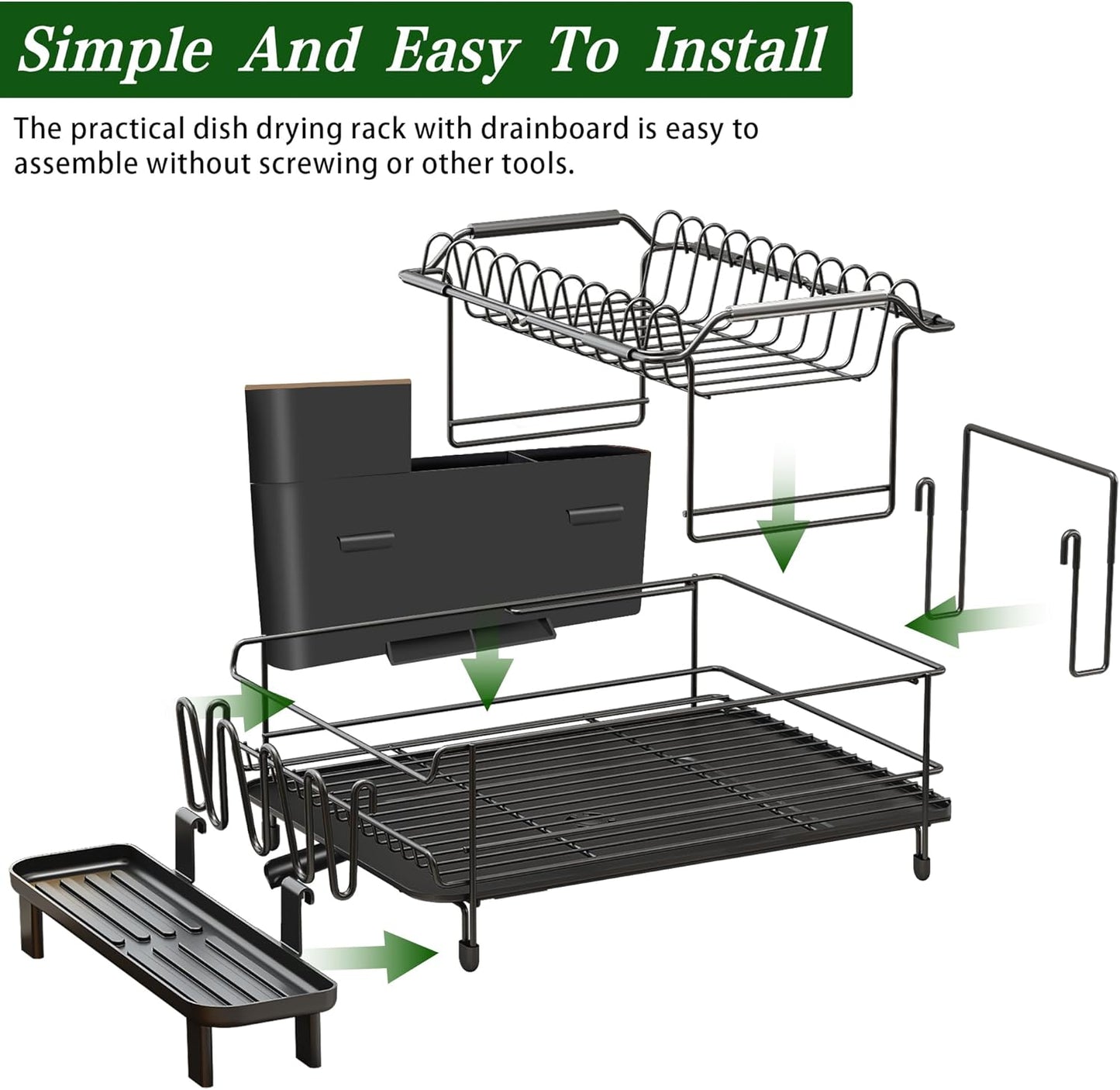 Runnatal Large Dish Drying Rack with Drainboard Set, Stainless Steel Detachable 2-in-1