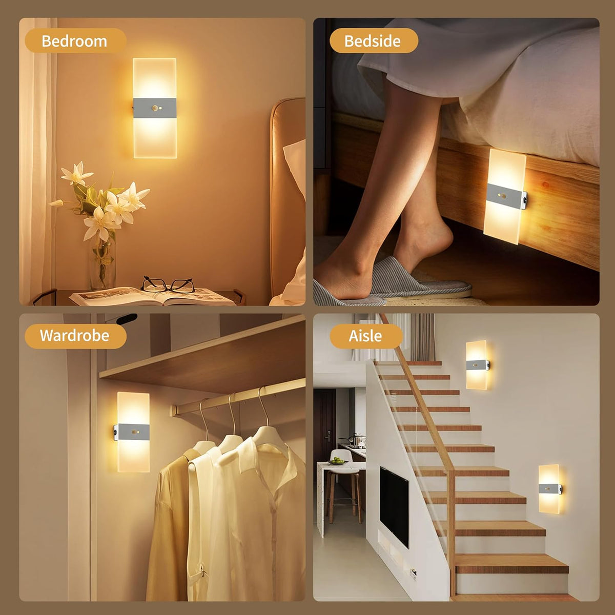 Motion Sensor Rechargeable Light, White LED Closet Light with USB-C Charging, Magnetic Mount, Auto