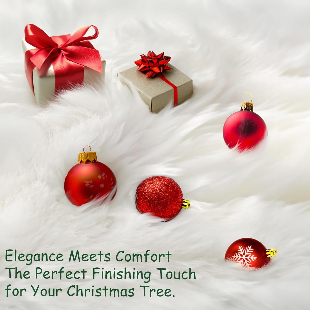 AOGU 36 Inch Faux Fur Christmas Tree Skirt White Plush Skirt for Merry Christmas Party Christmas