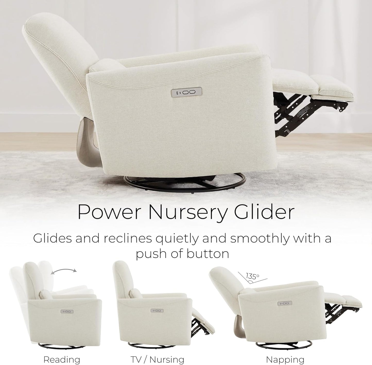 CHITA Power Recliner Chair Swivel Glider, FSC Certified Upholstered Living Room Nursery Reclining