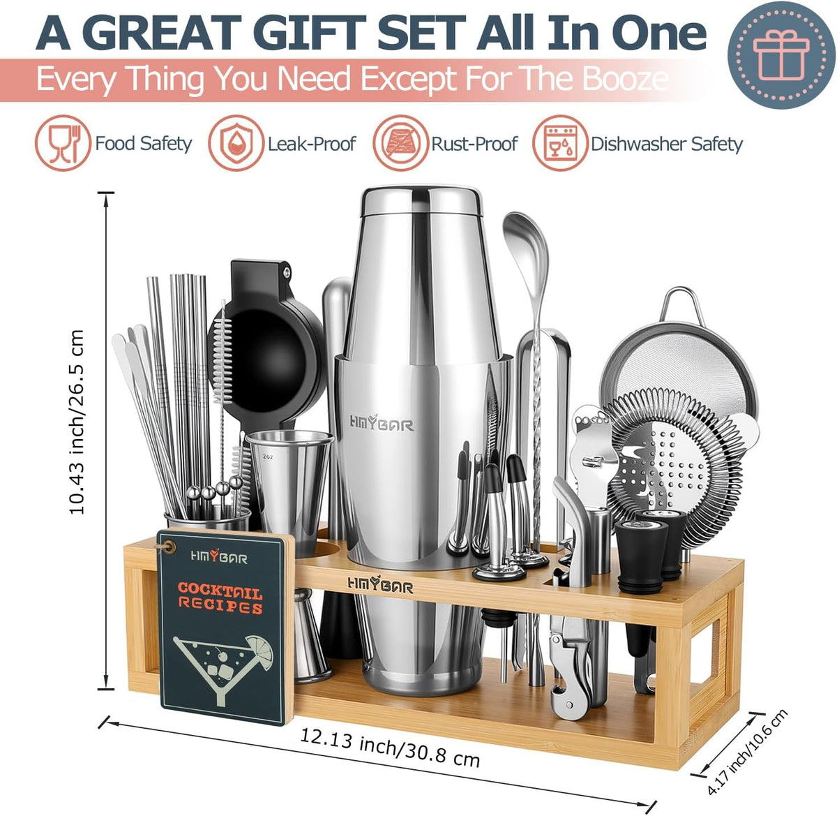 HMYBAR® Mixology Bartender kit | Cocktail Shaker Set | Boston Shaker Set, 20/28 OZ | Martini Making