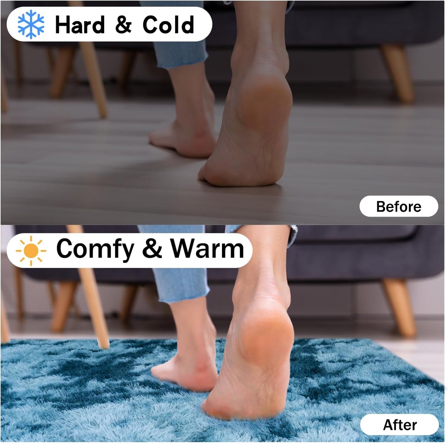 Rezutan Fluffy Rug for Living Room Bedroom, Super Soft Modern Shaggy Fuzzy Kids, Plush Indoor