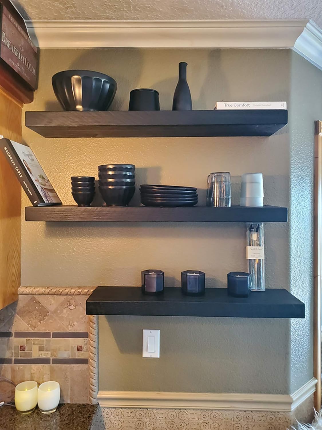 Joel's Antiques 24 Inch Wooden Floating Shelves for Wall - 24x12x2 in - Made of Natural Wood