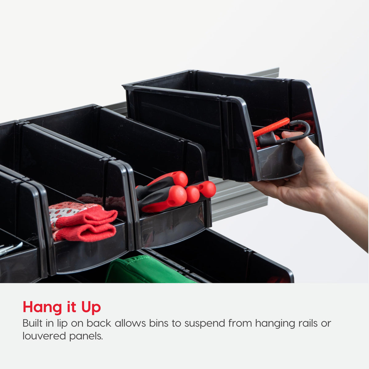 IRIS USA 15-Pack, Extra Small Stackable Storage Bins, Black