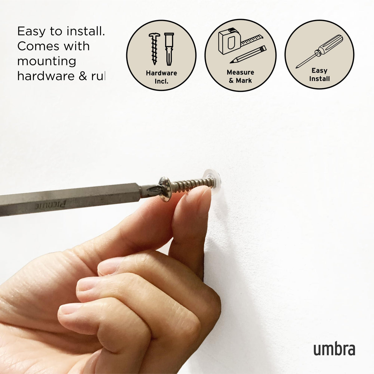 Umbra Flip Coat Rack, Wall Mounted 5-Hook Space Saving, Black/Black