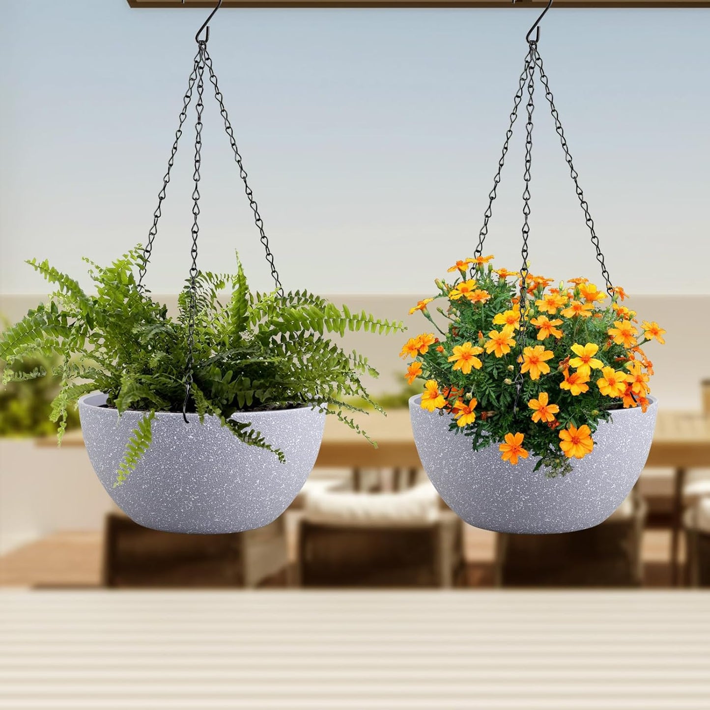 10 inch Hanging Planters for Indoor Outdoor Plants, 2 Pack Hanging Flower Pots with Drainage Holes