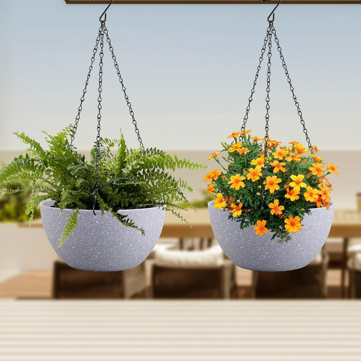 12 inch Large Hanging Planters for Indoor Outdoor Plants, 2 Pack Hanging Flower Pots with Drainage