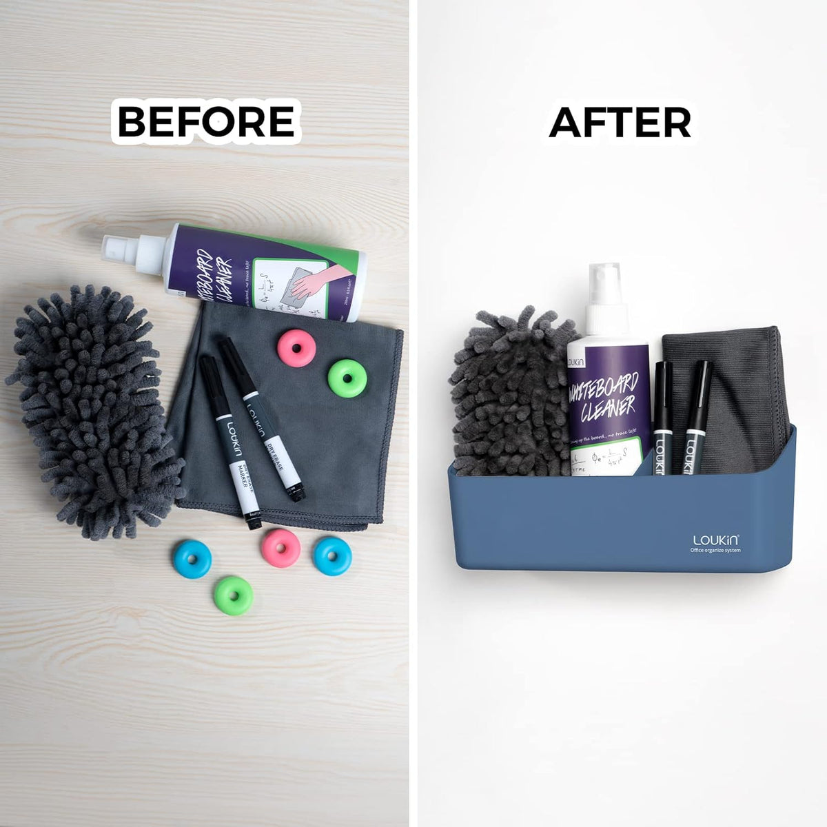 loukin Magnetic and Adhesive Marker Holder, Dry Erase Accessory Tray, Magnetic Storage Organizer