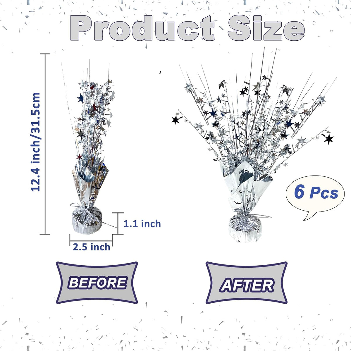6 Pack Metallic Foil Spray Centerpiece Star Table Decoration Burst Table Centerpieces for Birthday