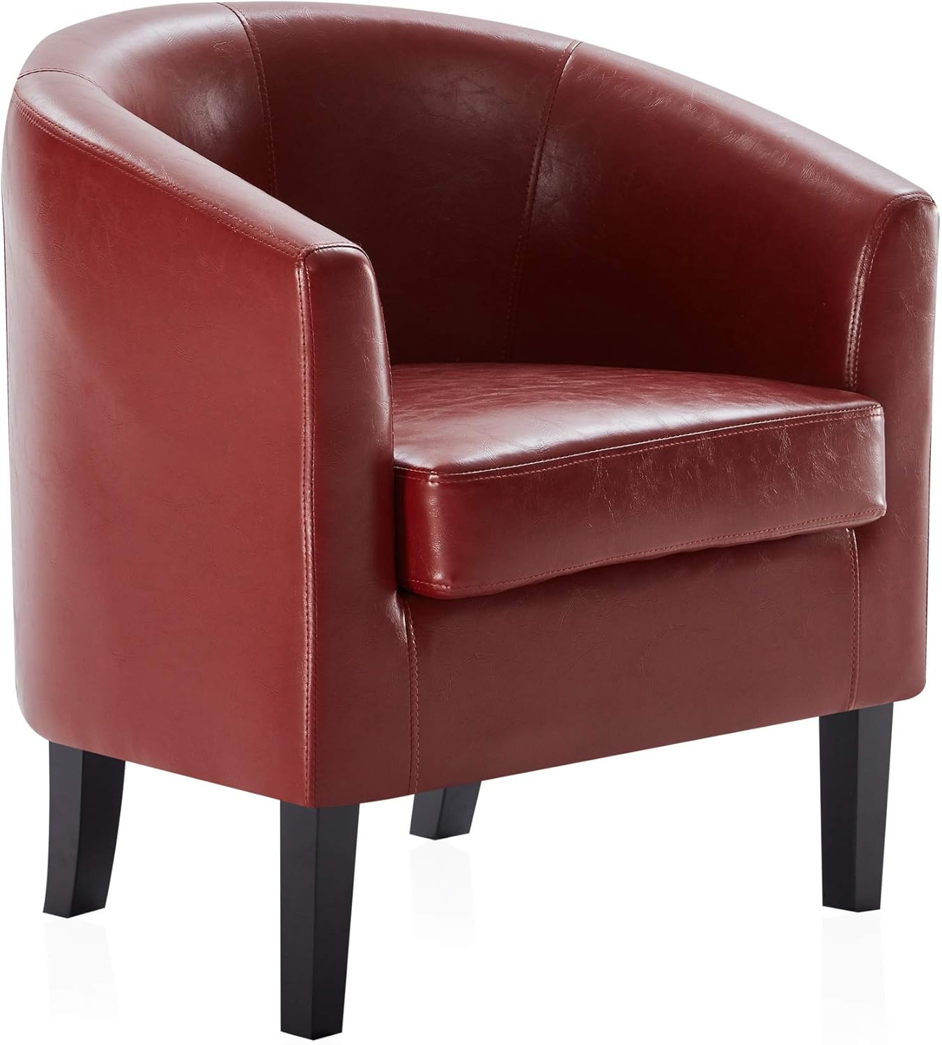 BELLEZE Accent Barrel Chair, Linen Round Chair Club Tub Sofa Corner Chair with Flared Legs and Cozy