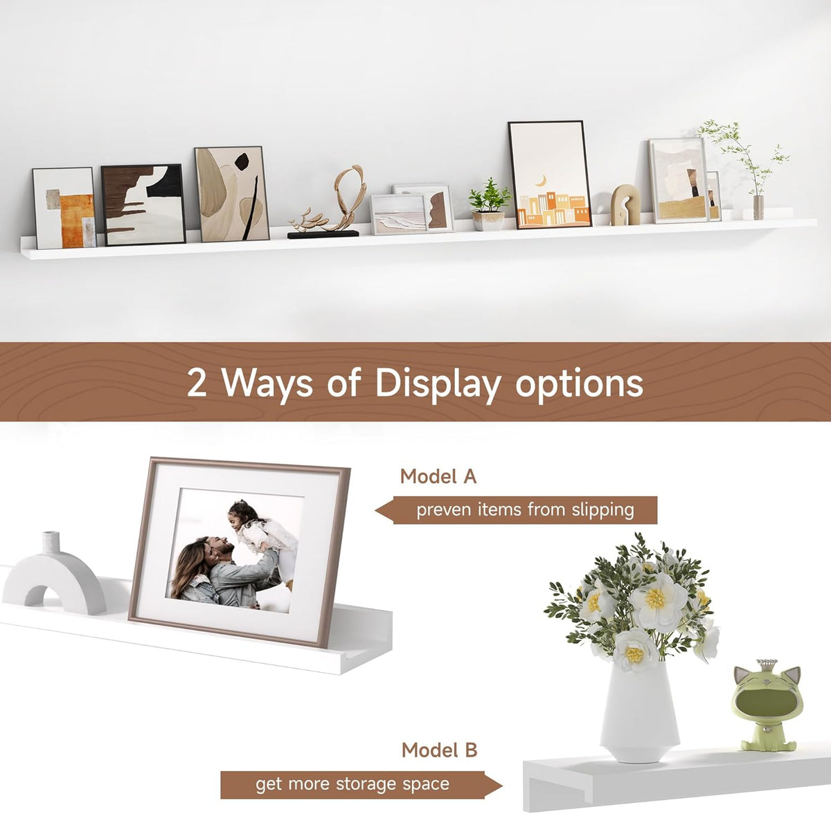 Floating Picture Ledge Shelves for Wall Set of 2, 84 Inches Picture Ledge Shelf with Long Large