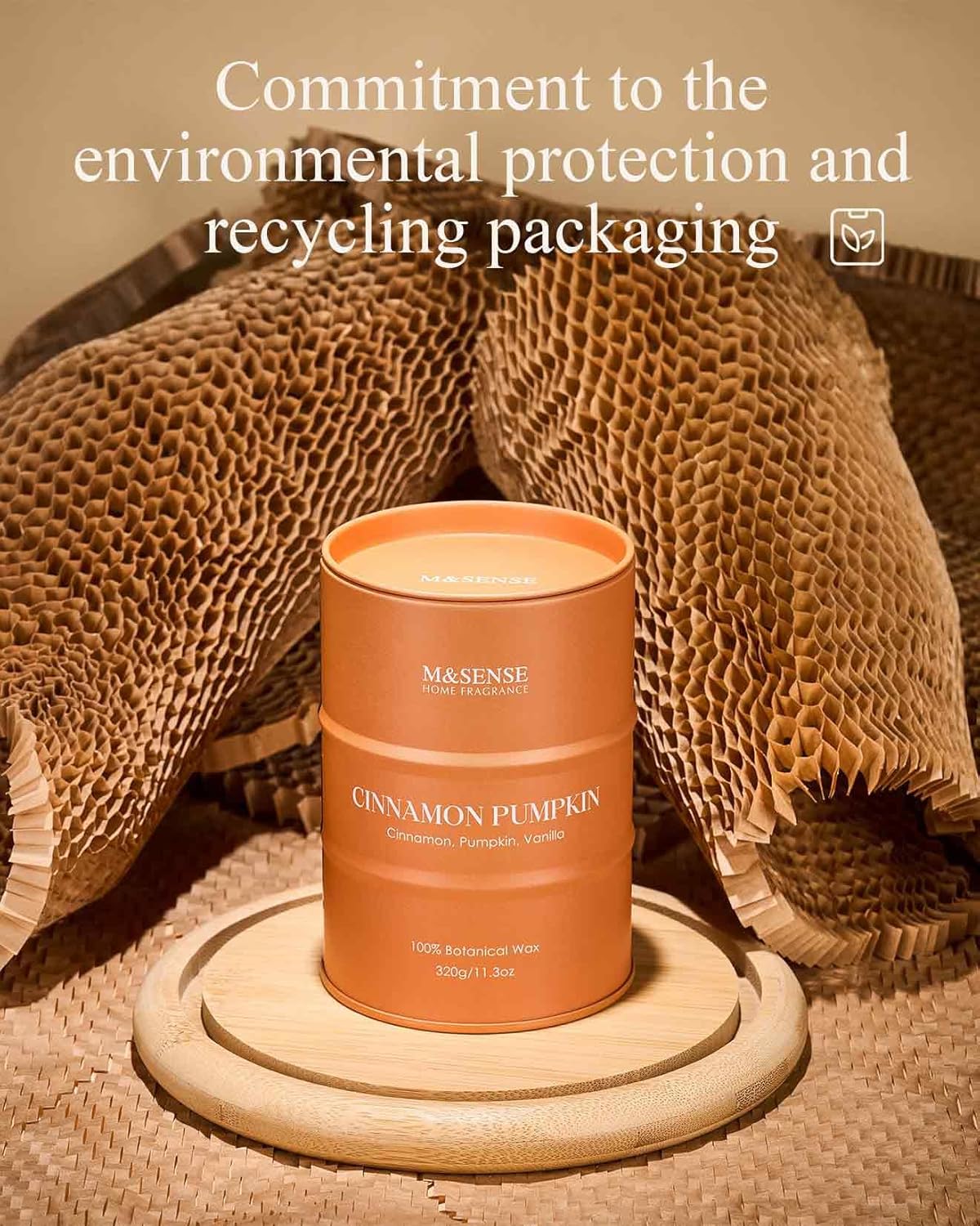 M&SENSE Cinnamon Pumpkin Scented Candles Natural Non Toxic, Aromatherapy Candle for Stress Relief
