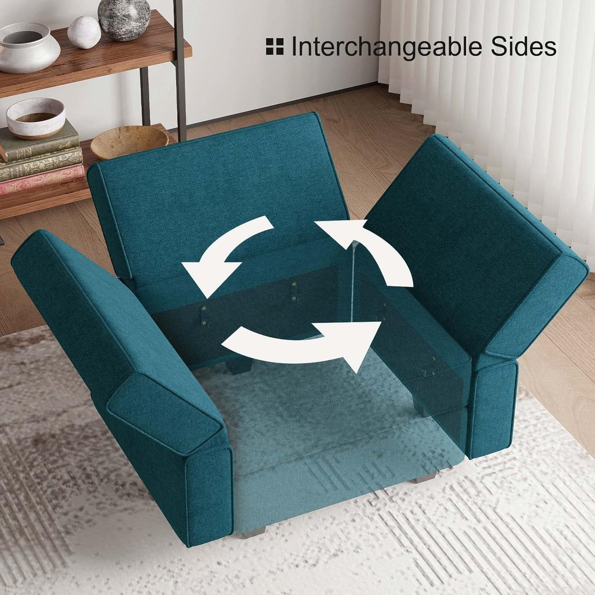 Belffin Modular Sectional Sleeper Sofa Bed Convertible Sectional Couches for Living Room. Peacock
