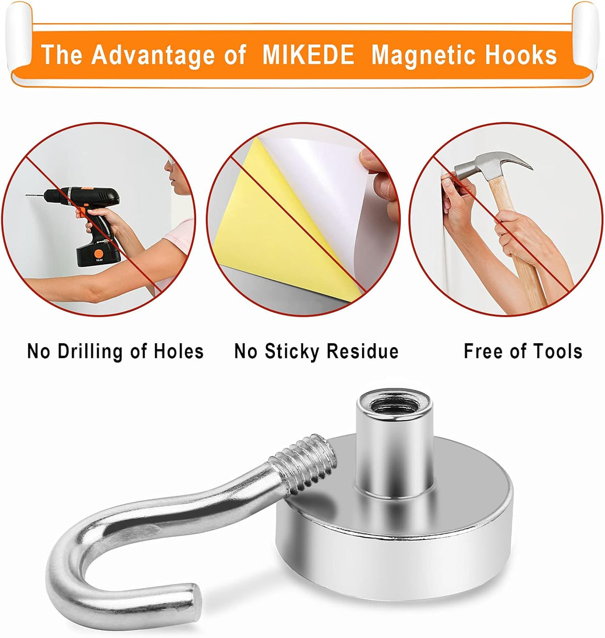 MIKEDE Magnetic Hooks Heavy Duty, 28Lbs Neodymium Magnets with Hooks for Refrigerator, 10Pcs Strong