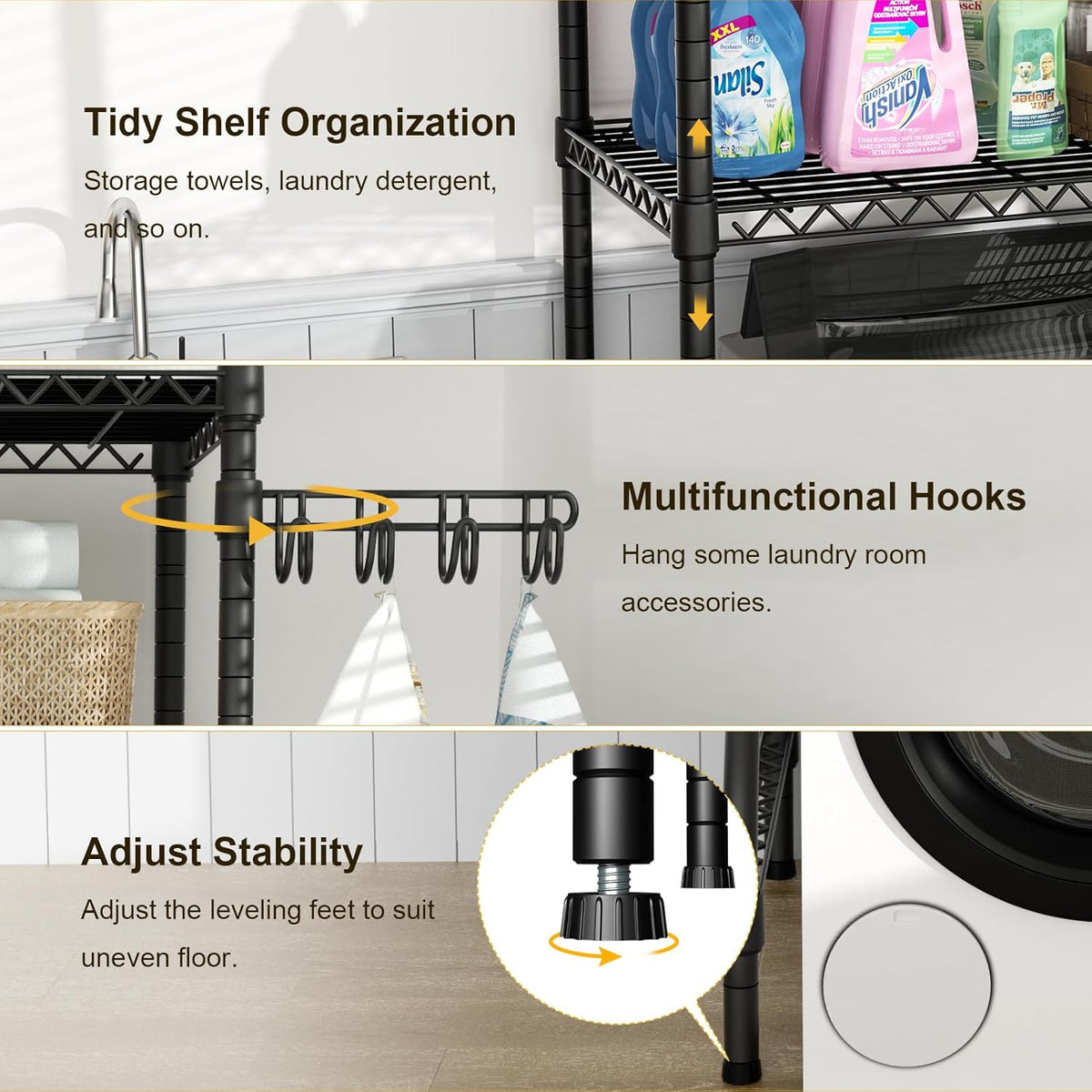 Ulif U8 Medium Laundry Room Storage Organizer, Over the Washer and Dryer Storage Shelves for
