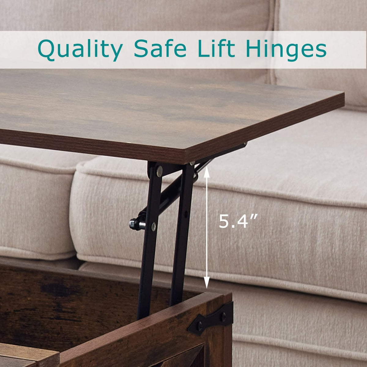 Coffee Table with Storage, Rustic Brown Square Coffee Tables for Living Room, Lift top Coffee Table