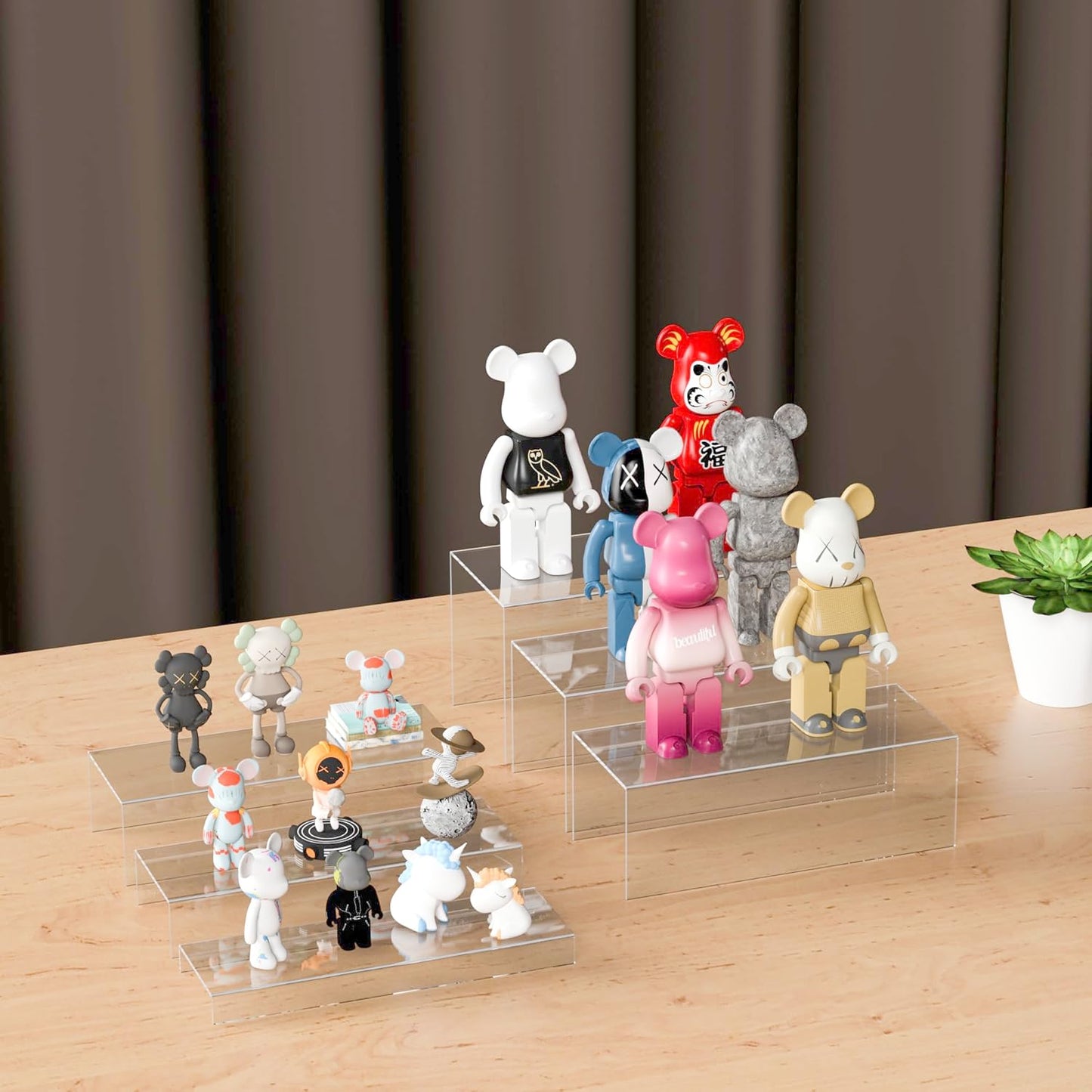 Rectangular Acrylic Display Risers 6pcs, Clear Display Storage Stands, Acrylic Display for Funko