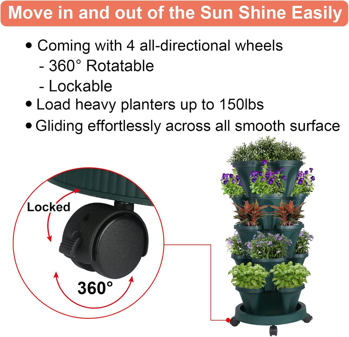 Vertical Planter 5 Tier Stackable Planters Garden Planters Strawberry Herb Flower and Vegetable