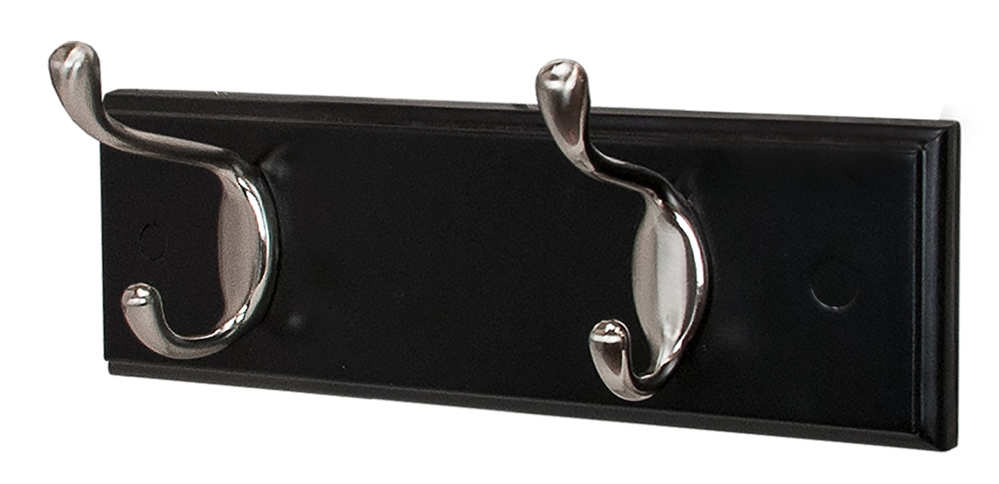 kieragrace Connor Coat Rack with 2 Brushed Nickel Hooks, 12-Inch, Black